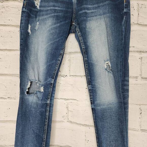 Miss Me Distressed Mid-Rise Stretch Easy Skinny Jeans Blue Size 28 - Picture 3 of 13